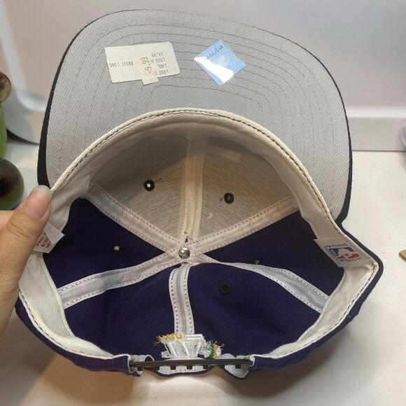 VTG New Era Utah Jazz Wool Hat Cap Purple Black Snapback Pro Model Deadstock NBA - Picture 7 of 11